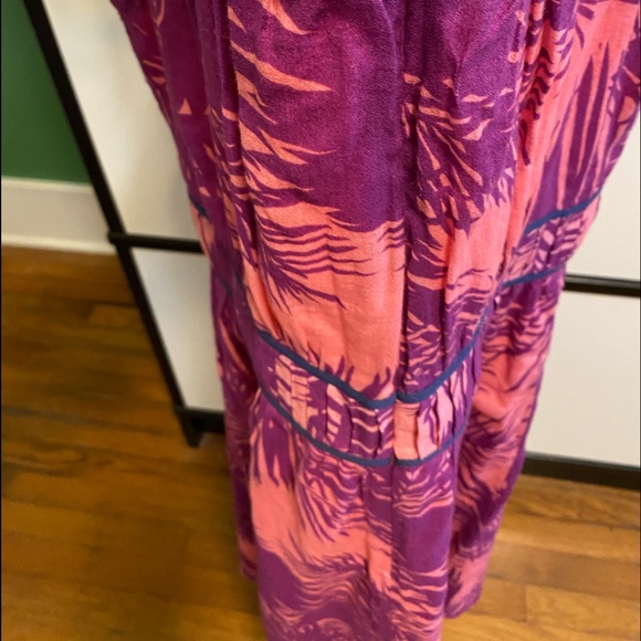 Provenza Schuler Tropical Pink & Purple 🌴 Palm leaves Leaves Lightweight Dress - Picture 10 of 15